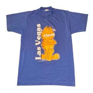 Vintage Garfield Las Vegas T-Shirt Medium Blue 1978 Made in USA Jim Davis